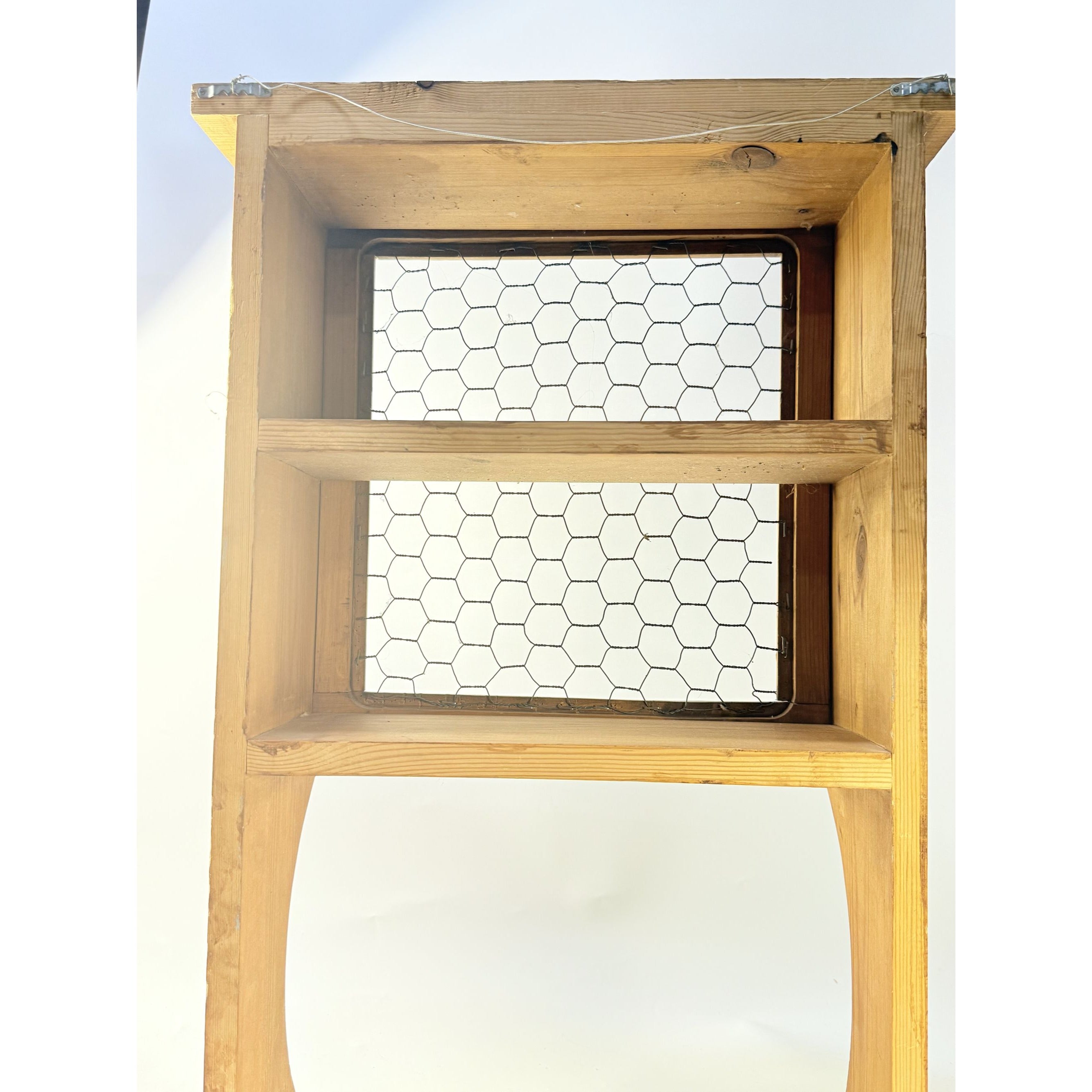 Rustic Wood Wall Mount Cabinet Shelf | Vintage Wooden Chicken Wire Cabinet | Bathroom Kitchen Storage Knick Knacks | Farmhouse Primitive
