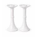 Pair Pottery Candlesticks Haegar #3266 Pilllar Candle Holder Stamped White Fluted Mid Century Vintage