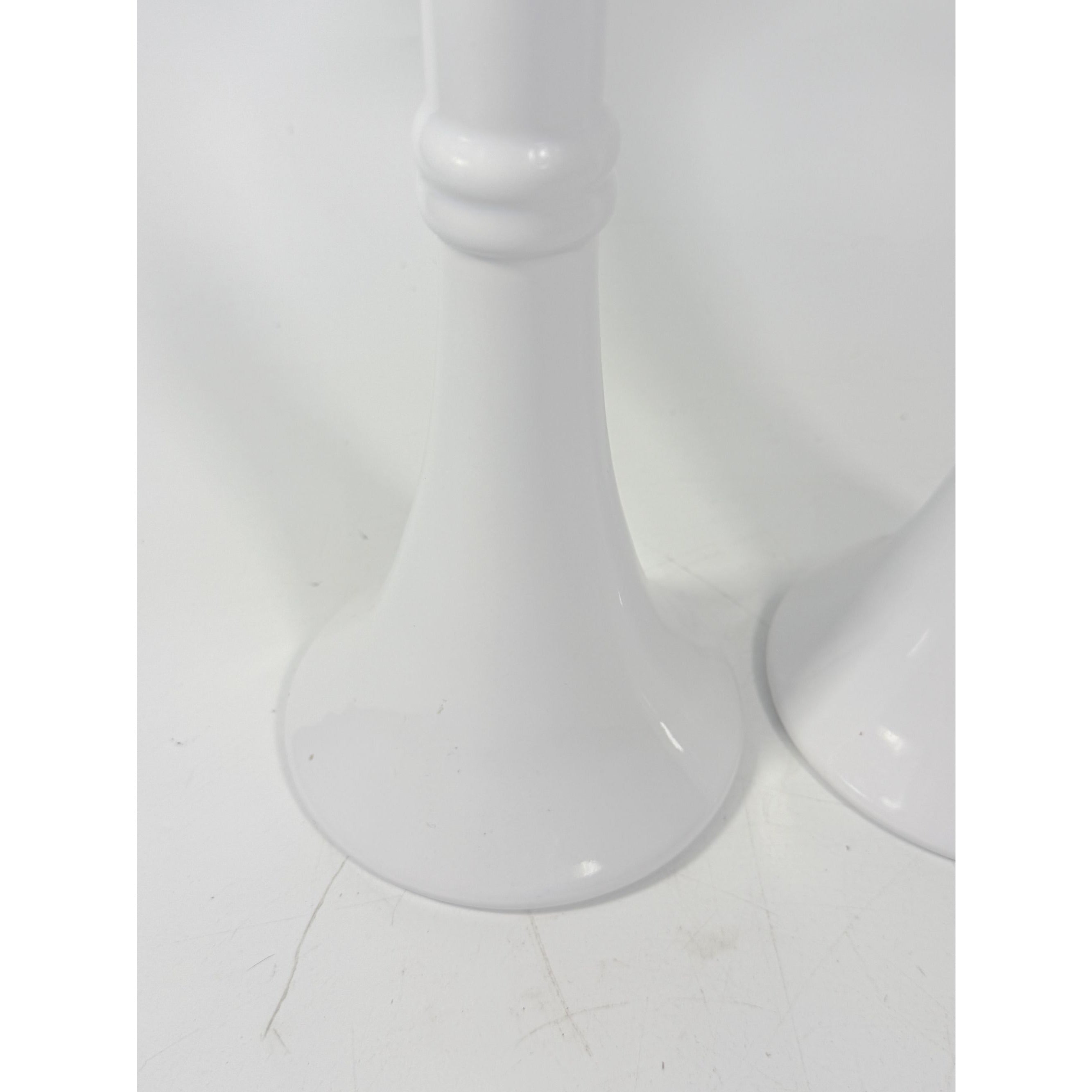 Pair Pottery Candlesticks Haegar #3266 Pilllar Candle Holder Stamped White Fluted Mid Century Vintage