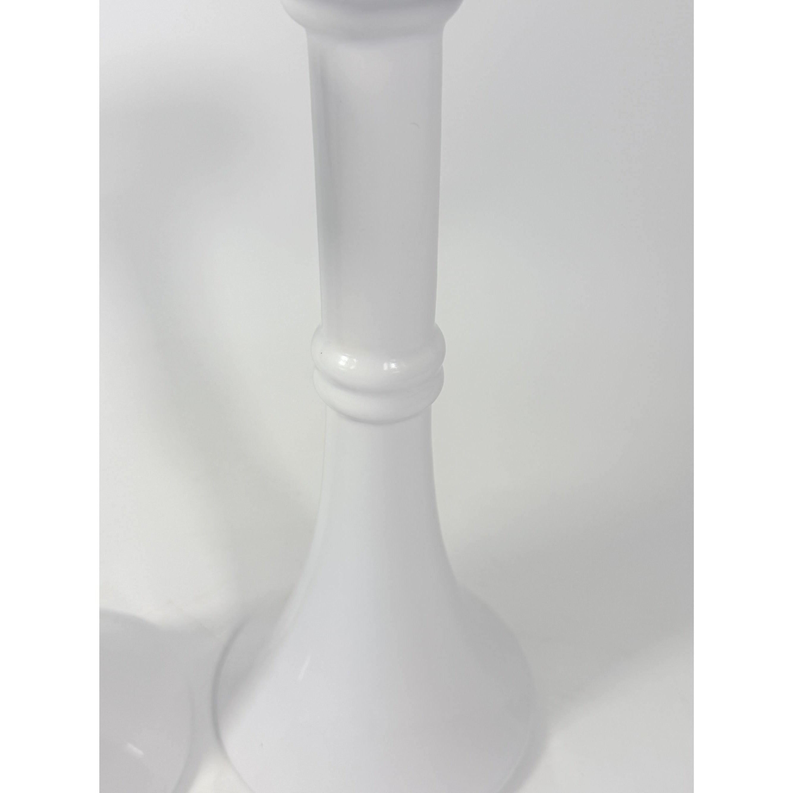 Pair Pottery Candlesticks Haegar #3266 Pilllar Candle Holder Stamped White Fluted Mid Century Vintage