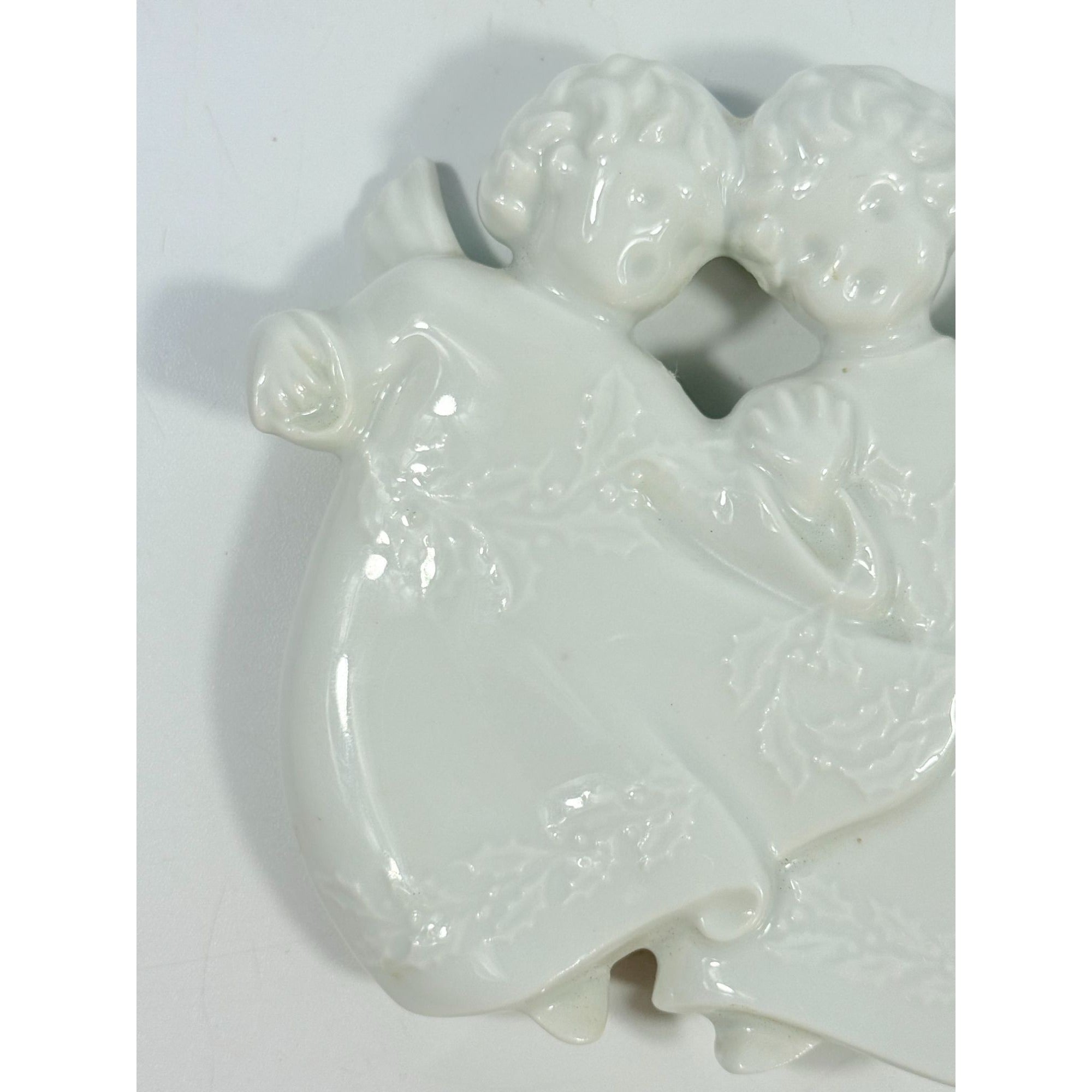 Christmas Tree Ornament Caroling Angels Haviland Limoges Signed France 1982 Artisit SIgned Vintage Poreceain Holiday Seasonal White Choir