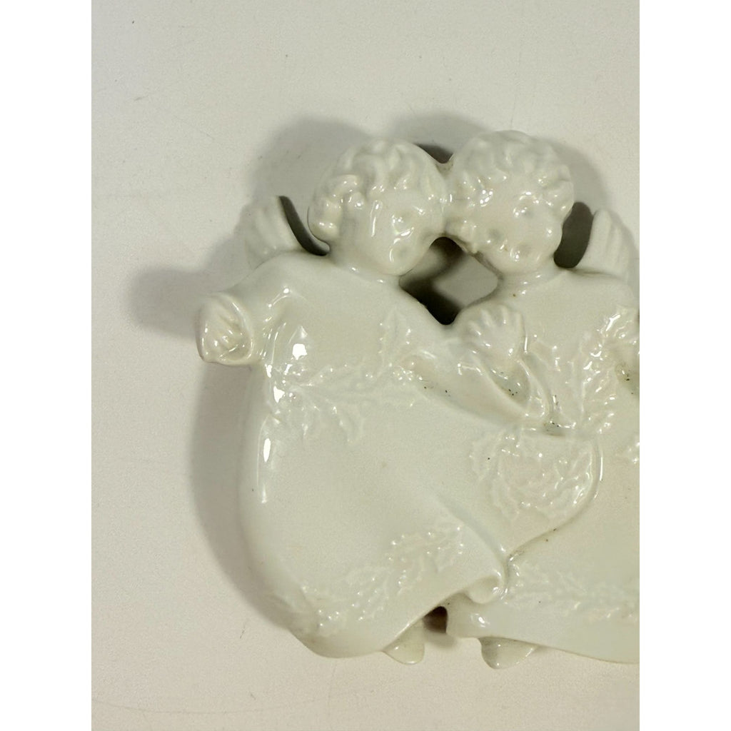 Christmas Tree Ornament Caroling Angels Haviland Limoges Signed France 1982 Artisit SIgned Vintage Poreceain Holiday Seasonal White Choir