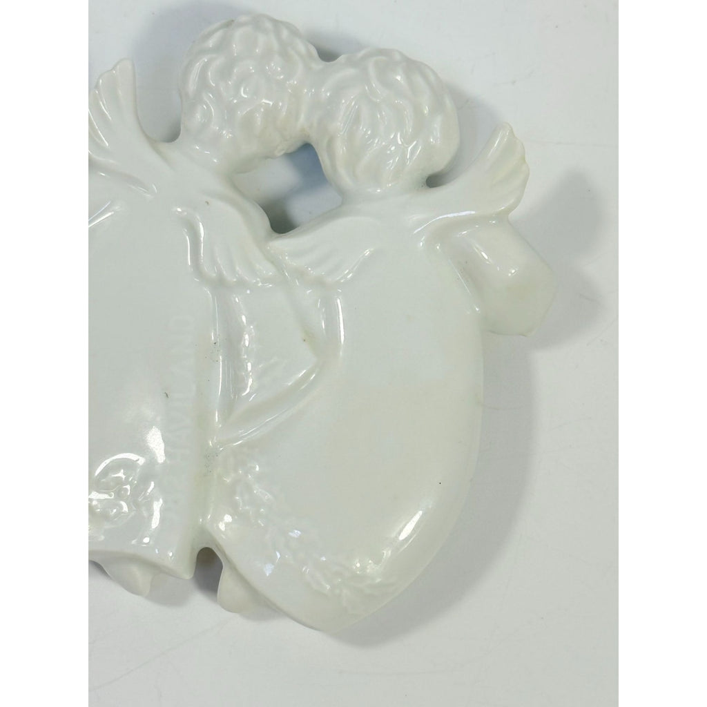 Christmas Tree Ornament Caroling Angels Haviland Limoges Signed France 1982 Artisit SIgned Vintage Poreceain Holiday Seasonal White Choir