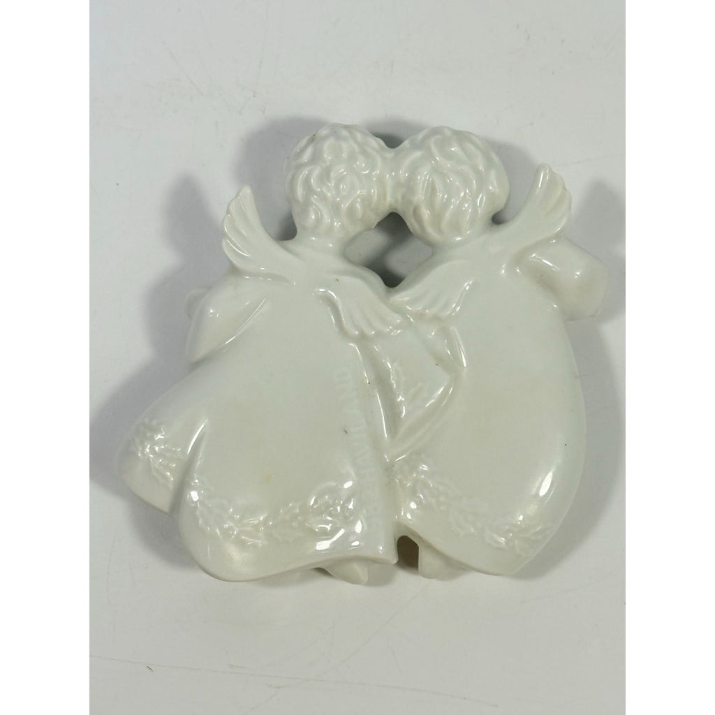 Christmas Tree Ornament Caroling Angels Haviland Limoges Signed France 1982 Artisit SIgned Vintage Poreceain Holiday Seasonal White Choir