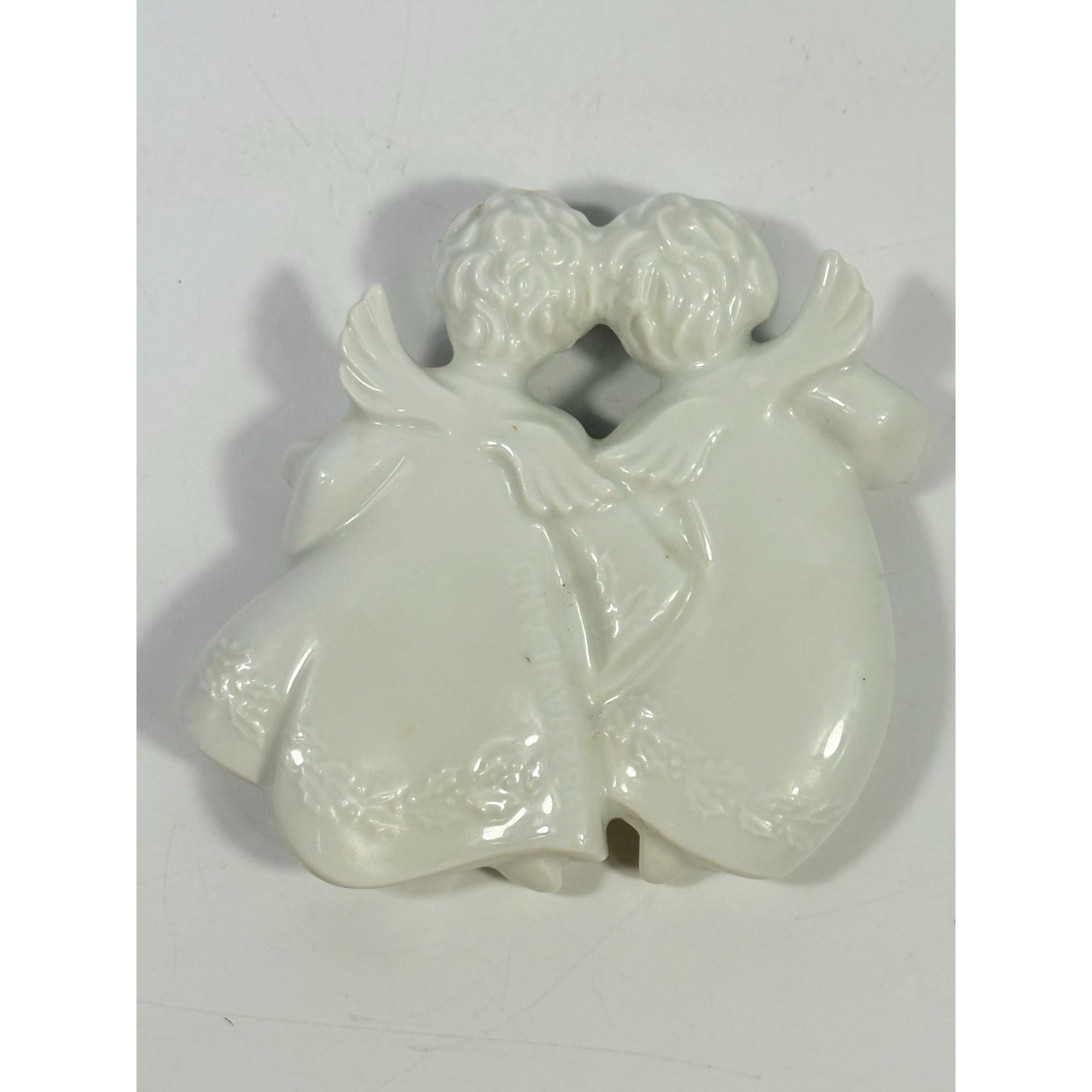 Christmas Tree Ornament Caroling Angels Haviland Limoges Signed France 1982 Artisit SIgned Vintage Poreceain Holiday Seasonal White Choir