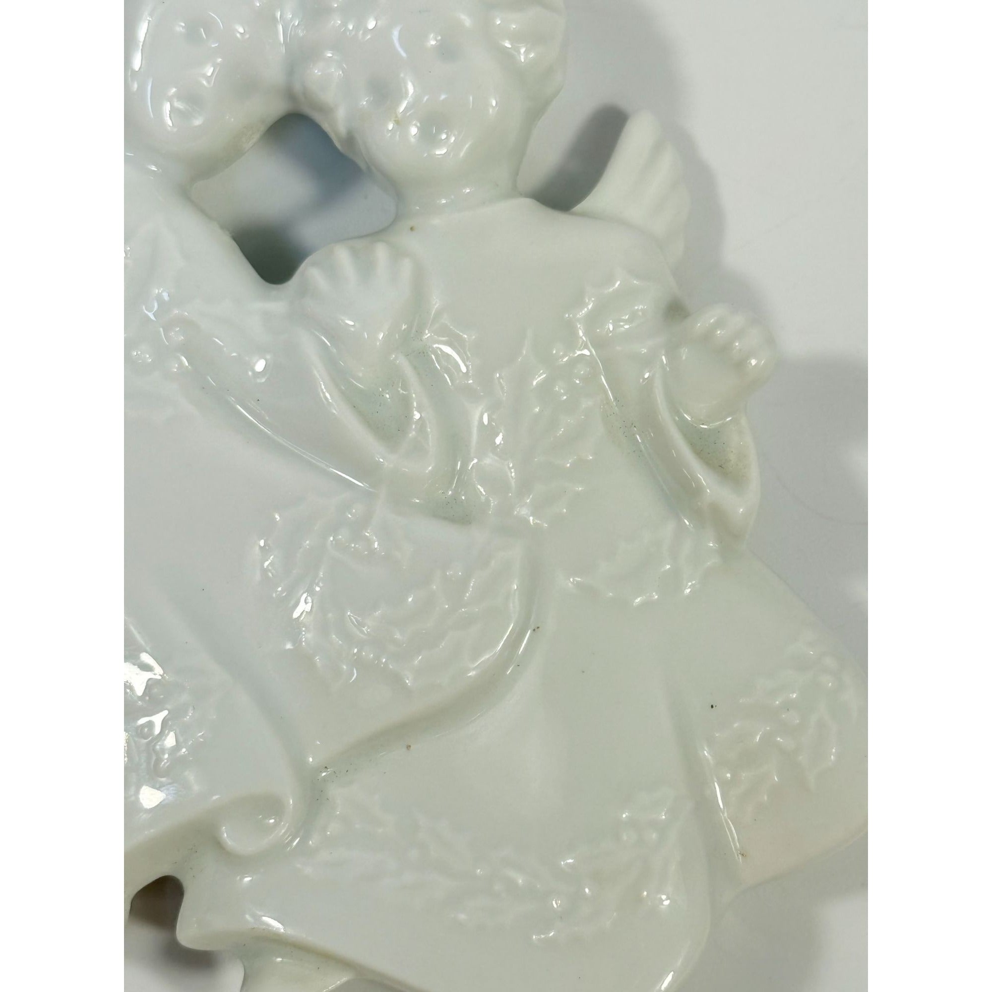 Christmas Tree Ornament Caroling Angels Haviland Limoges Signed France 1982 Artisit SIgned Vintage Poreceain Holiday Seasonal White Choir