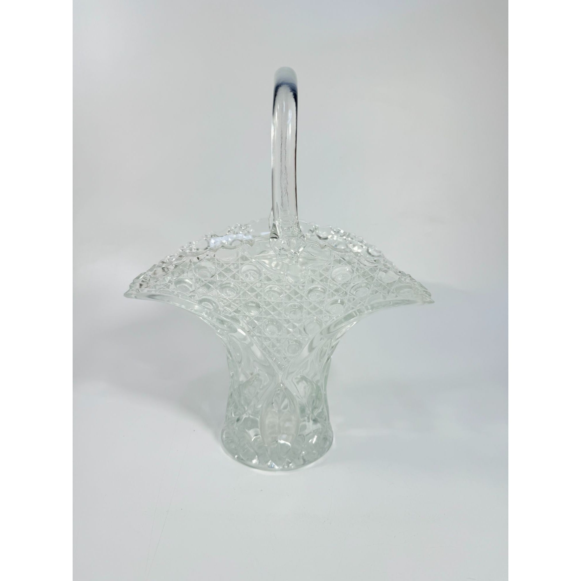 Crystal Cut Glass Floral Vase Basket Vintage LE Smith Innovation Daisy & Button Bridal Flower Home Wedding Decor Decoratve Accents Handled