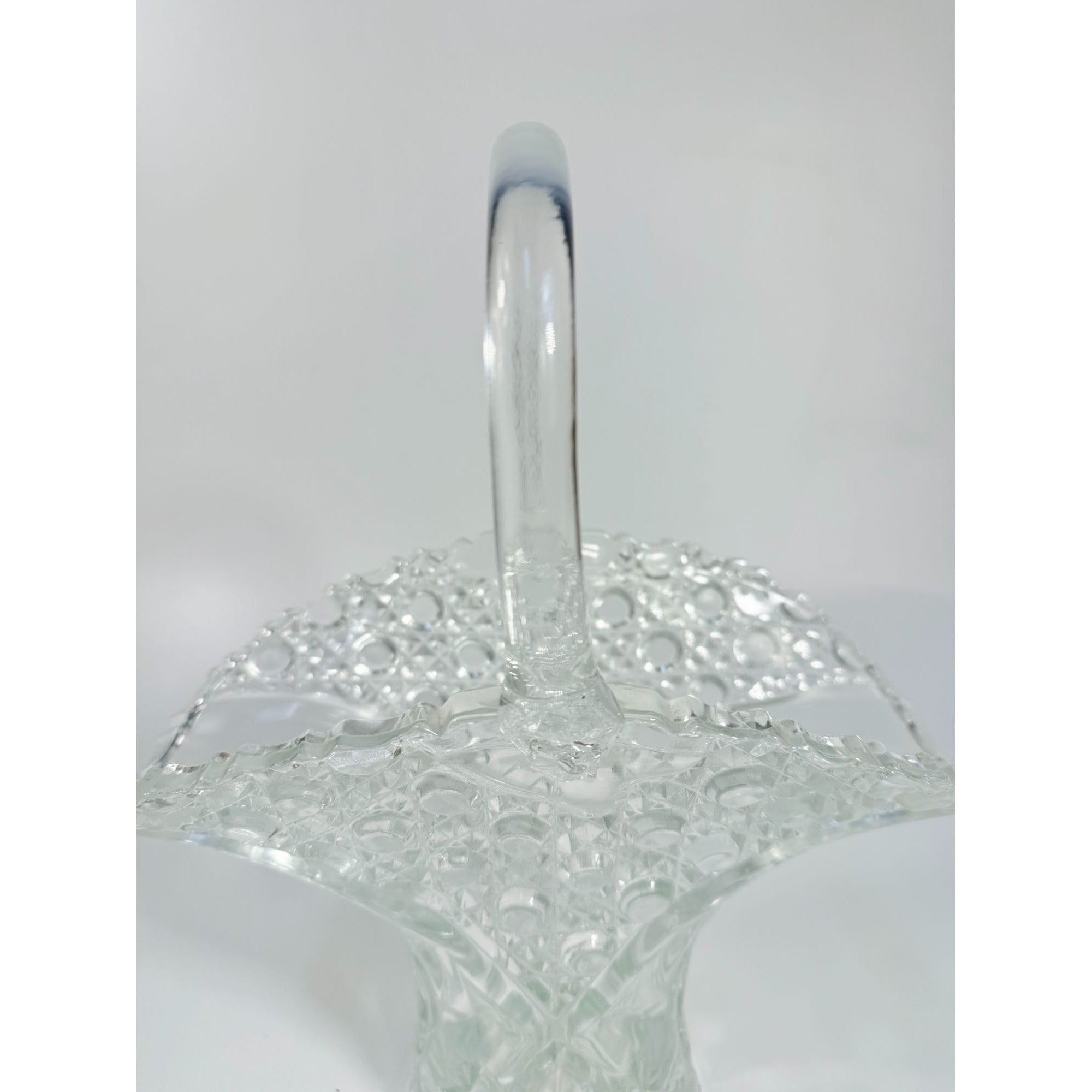 Crystal Cut Glass Floral Vase Basket Vintage LE Smith Innovation Daisy & Button Bridal Flower Home Wedding Decor Decoratve Accents Handled