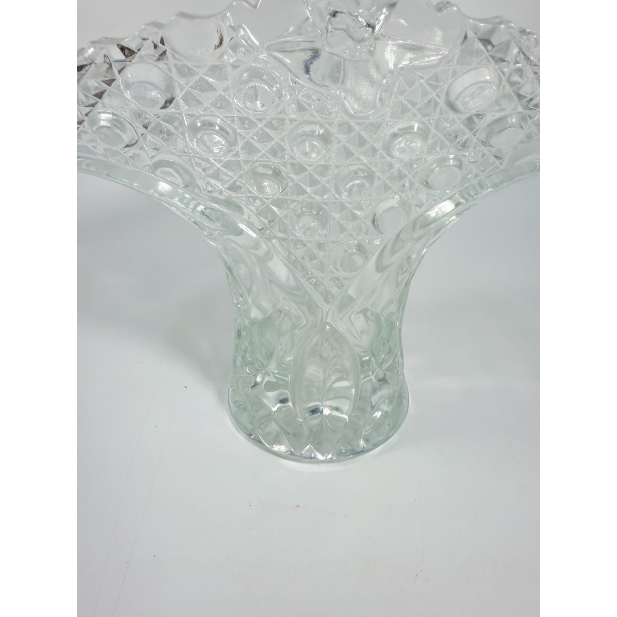 Crystal Cut Glass Floral Vase Basket Vintage LE Smith Innovation Daisy & Button Bridal Flower Home Wedding Decor Decoratve Accents Handled