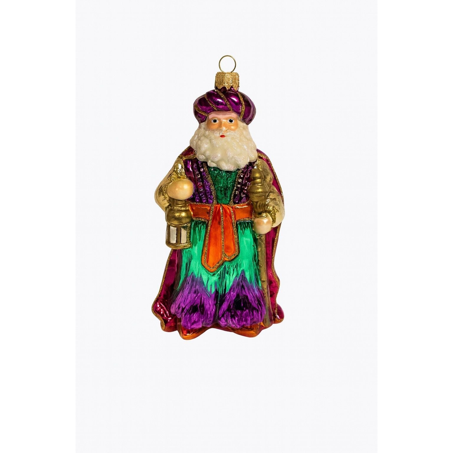 Hand. Blown Santal Christmas Ornament Christopher Radko Style Vintage Hand Painted Royal Old World Holiday Seasonal