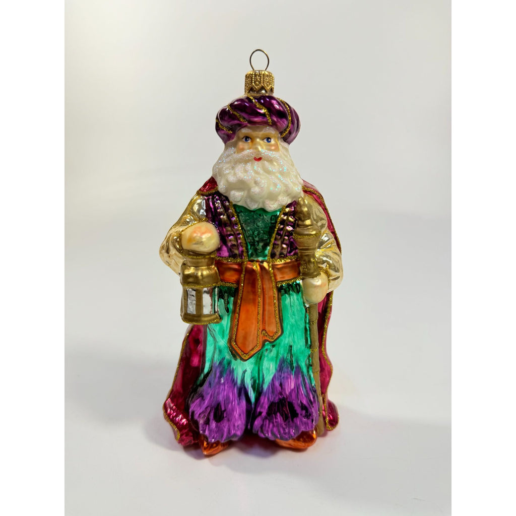 Hand. Blown Santal Christmas Ornament Christopher Radko Style Vintage Hand Painted Royal Old World Holiday Seasonal