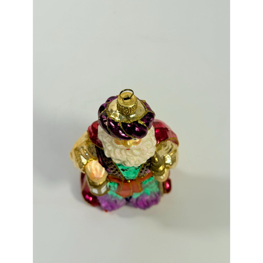 Hand. Blown Santal Christmas Ornament Christopher Radko Style Vintage Hand Painted Royal Old World Holiday Seasonal