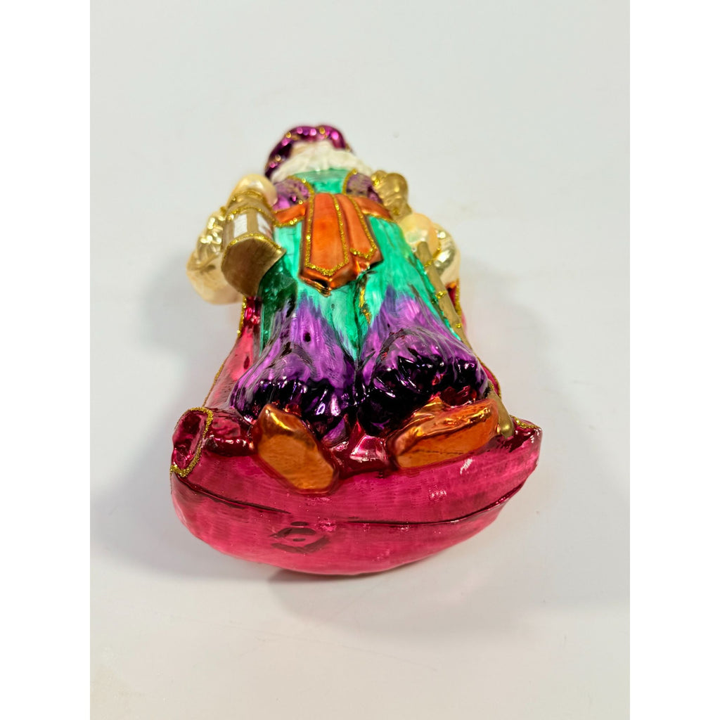 Hand. Blown Santal Christmas Ornament Christopher Radko Style Vintage Hand Painted Royal Old World Holiday Seasonal