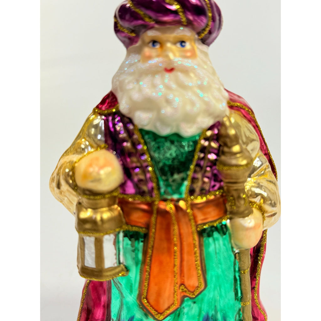 Hand. Blown Santal Christmas Ornament Christopher Radko Style Vintage Hand Painted Royal Old World Holiday Seasonal