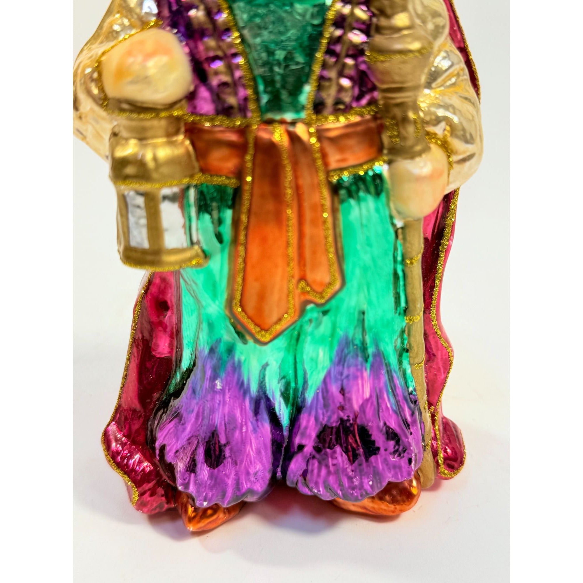 Hand. Blown Santal Christmas Ornament Christopher Radko Style Vintage Hand Painted Royal Old World Holiday Seasonal
