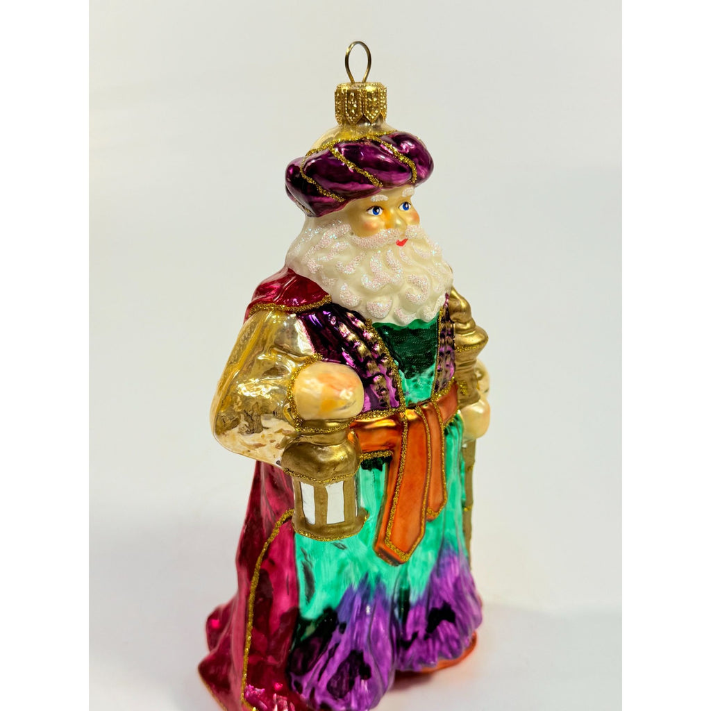 Hand. Blown Santal Christmas Ornament Christopher Radko Style Vintage Hand Painted Royal Old World Holiday Seasonal