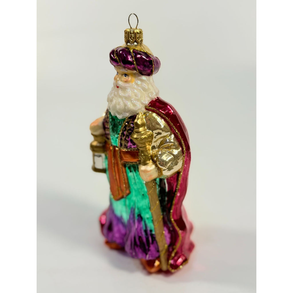 Hand. Blown Santal Christmas Ornament Christopher Radko Style Vintage Hand Painted Royal Old World Holiday Seasonal