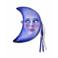 Blue Crescent Moon Face Mask Ceramic Clay Wall Art Celestial Decor Collectible Home Decor Decorative Accents