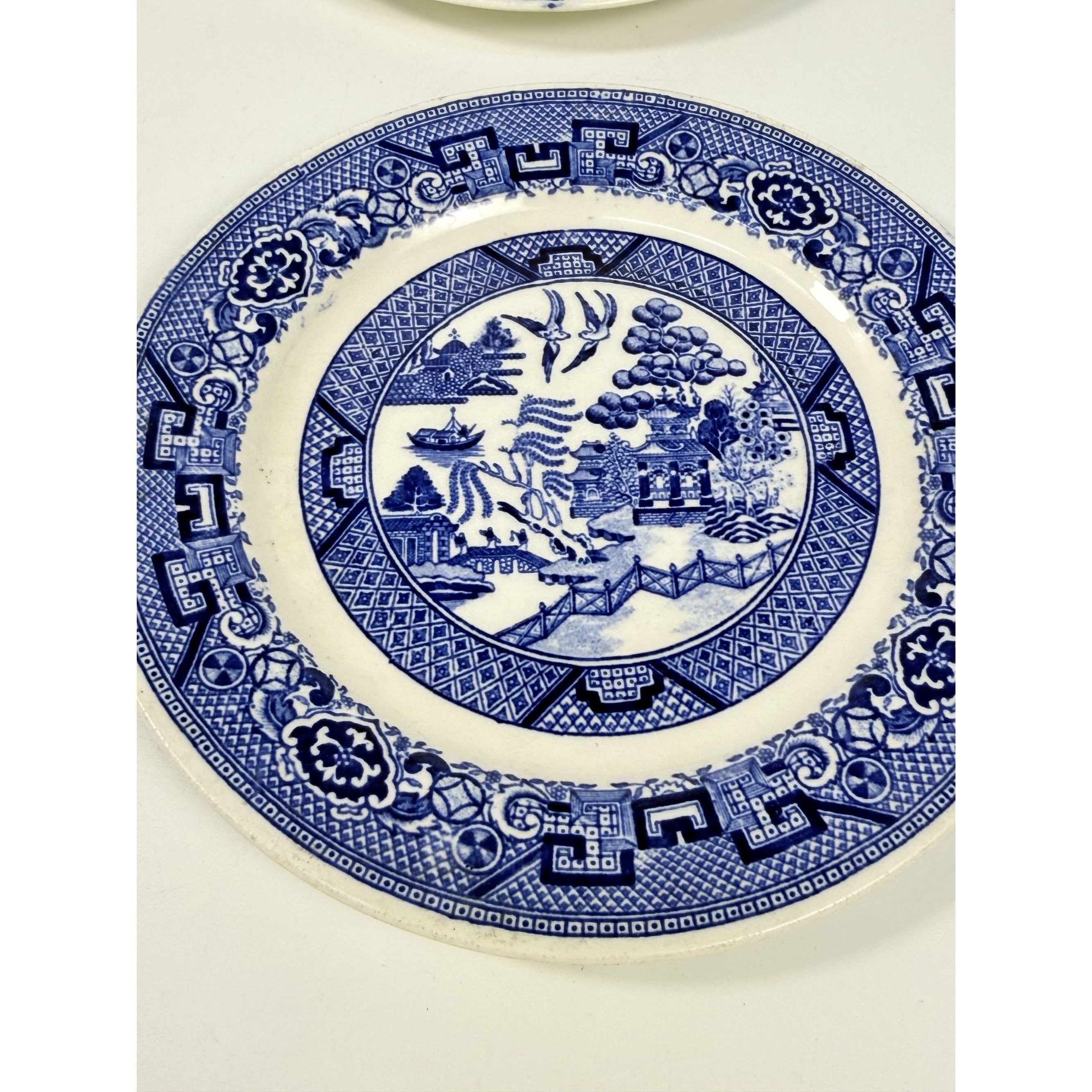 Dessert Pie Salad Side Plates Set 2 Vintage Blue Willow Ware Homer Laughlin 71/4" Pair Chinosiere Replacement China Oriental Traditional