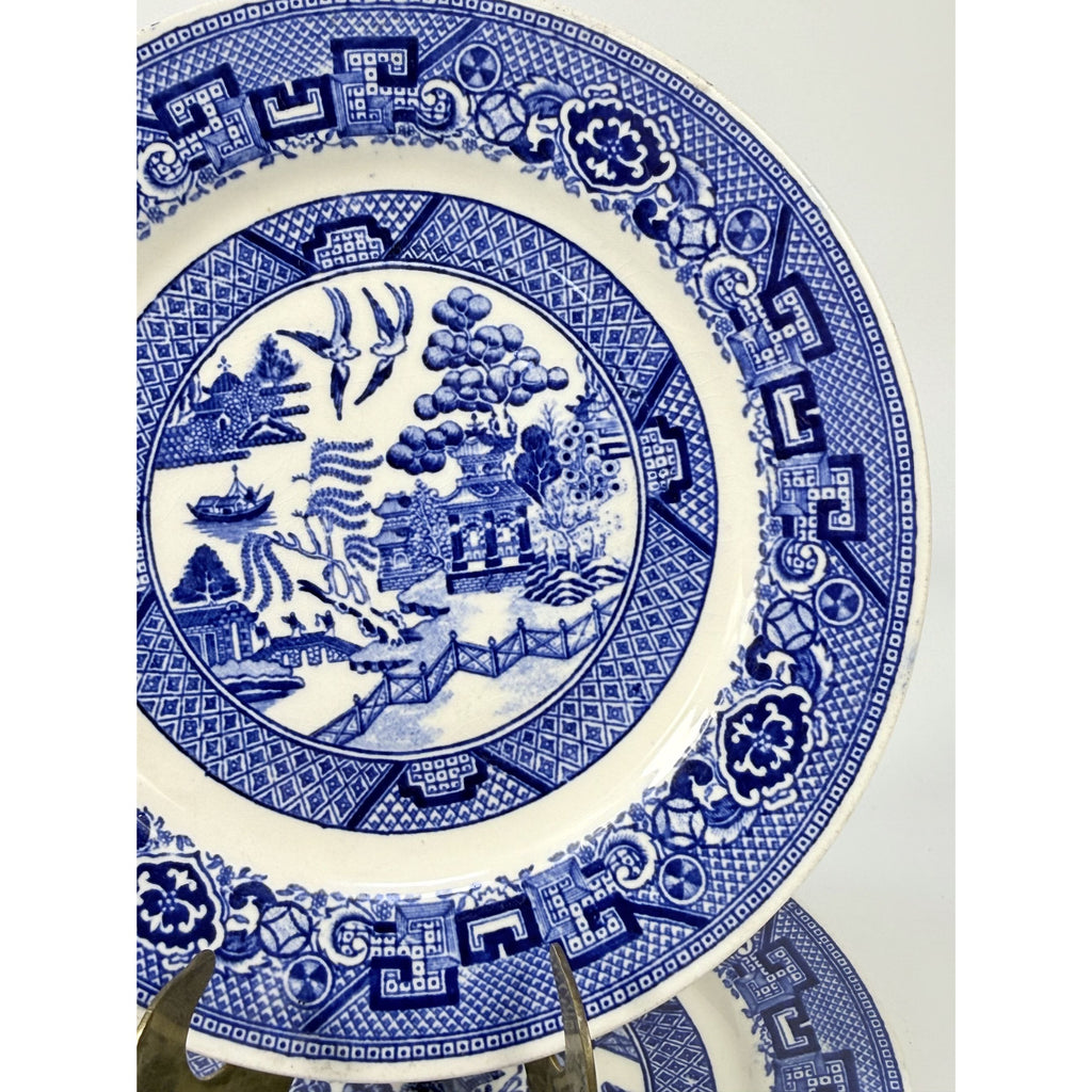 Dessert Pie Salad Side Plates Set 2 Vintage Blue Willow Ware Homer Laughlin 71/4" Pair Chinosiere Replacement China Oriental Traditional