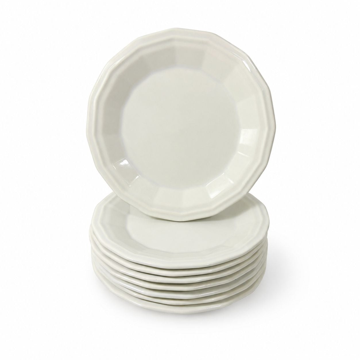 Ironstone Bread and Butter Plates Homer Laughlin White Dover Set 8 Stoneware Traditional Replacement China Vintage Coffee Tea