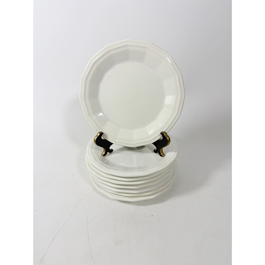 Ironstone Bread and Butter Plates Homer Laughlin White Dover Set 8 Stoneware Traditional Replacement China Vintage Coffee Tea