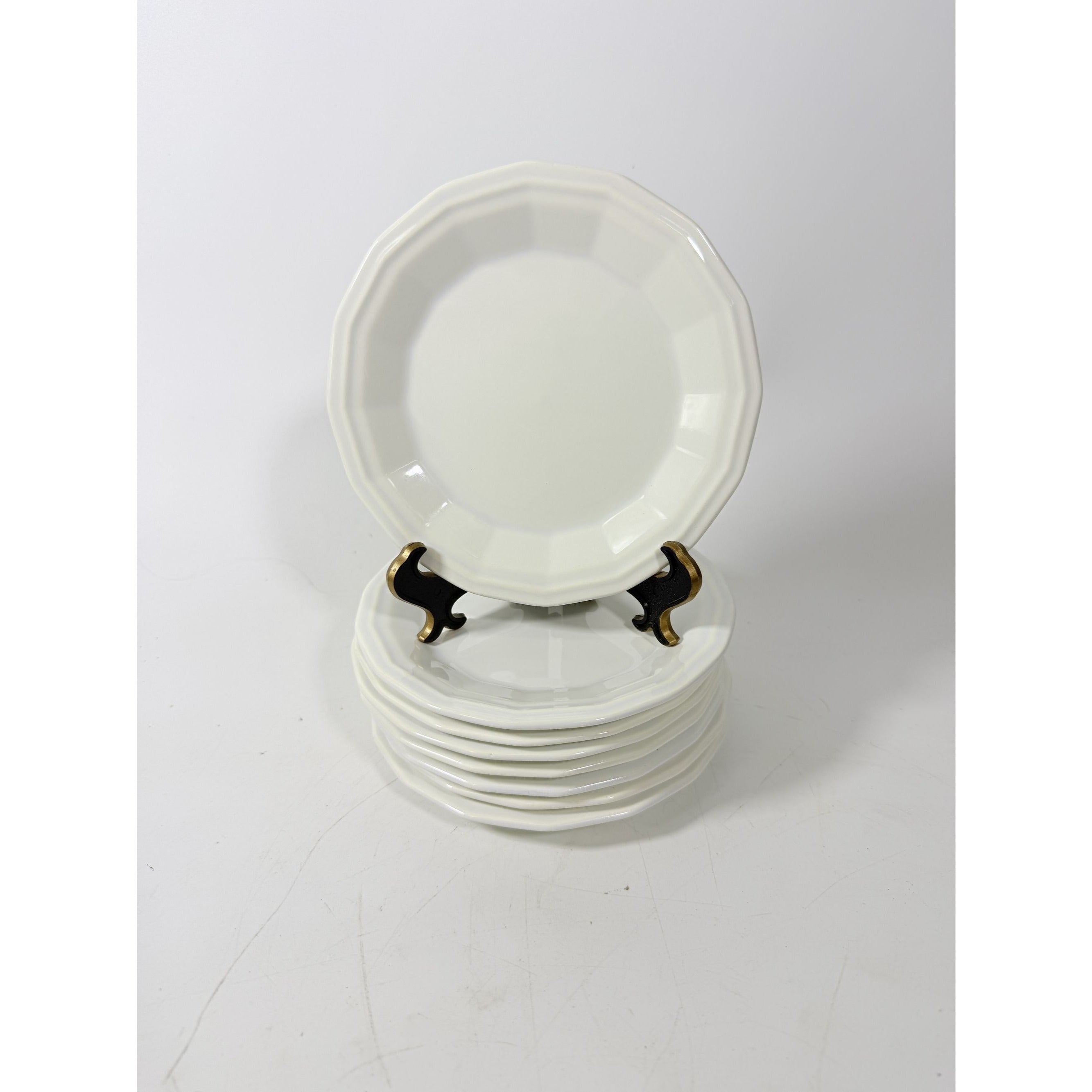 Ironstone Bread and Butter Plates Homer Laughlin White Dover Set 8 Stoneware Traditional Replacement China Vintage Coffee Tea