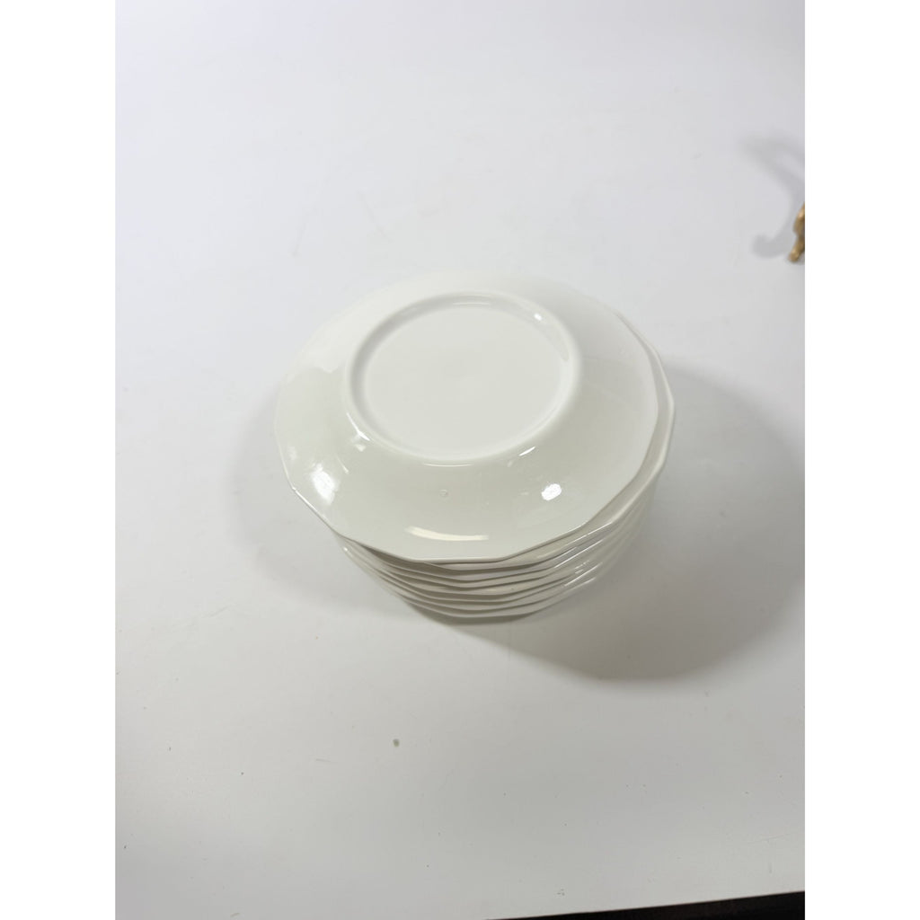 Ironstone Bread and Butter Plates Homer Laughlin White Dover Set 8 Stoneware Traditional Replacement China Vintage Coffee Tea