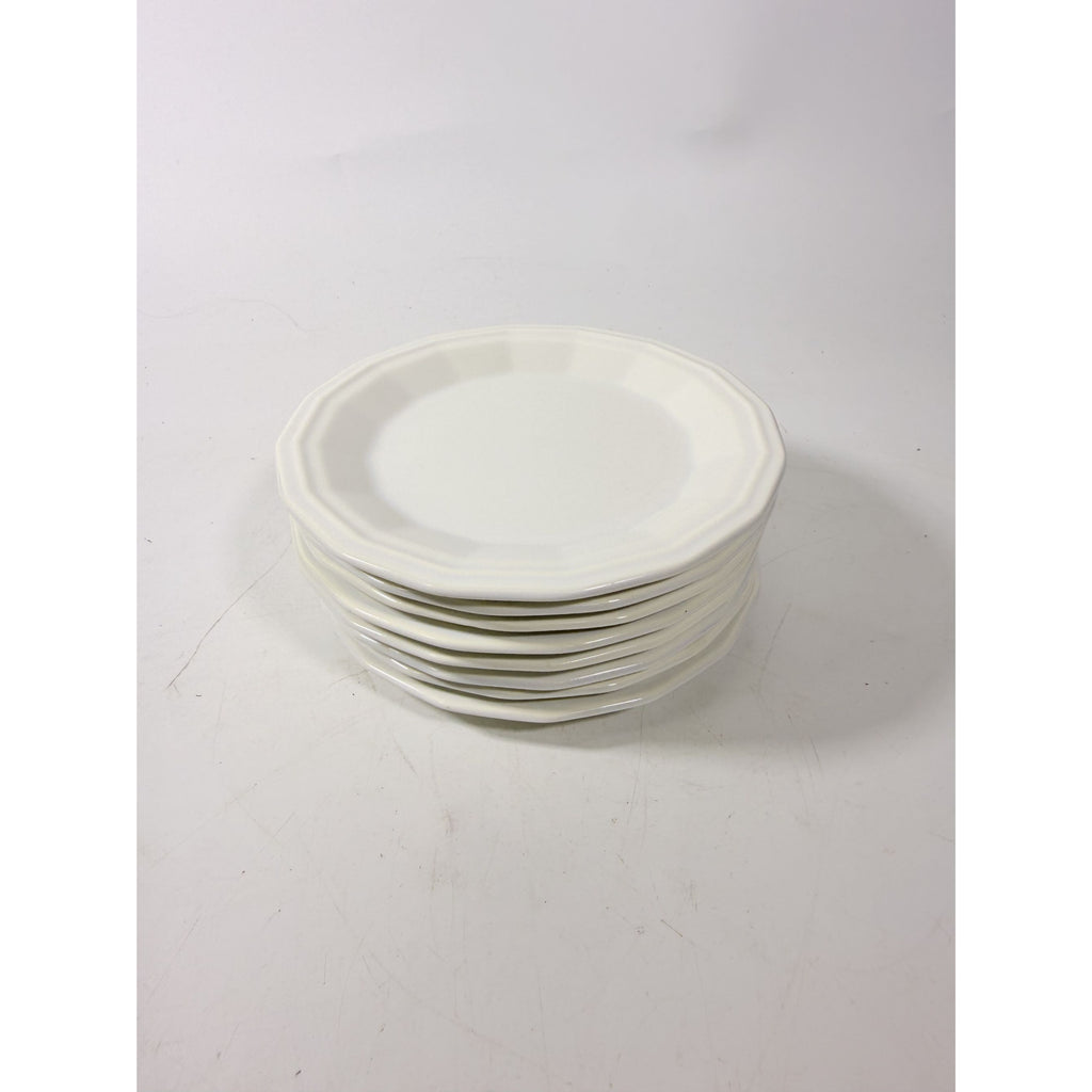 Ironstone Bread and Butter Plates Homer Laughlin White Dover Set 8 Stoneware Traditional Replacement China Vintage Coffee Tea
