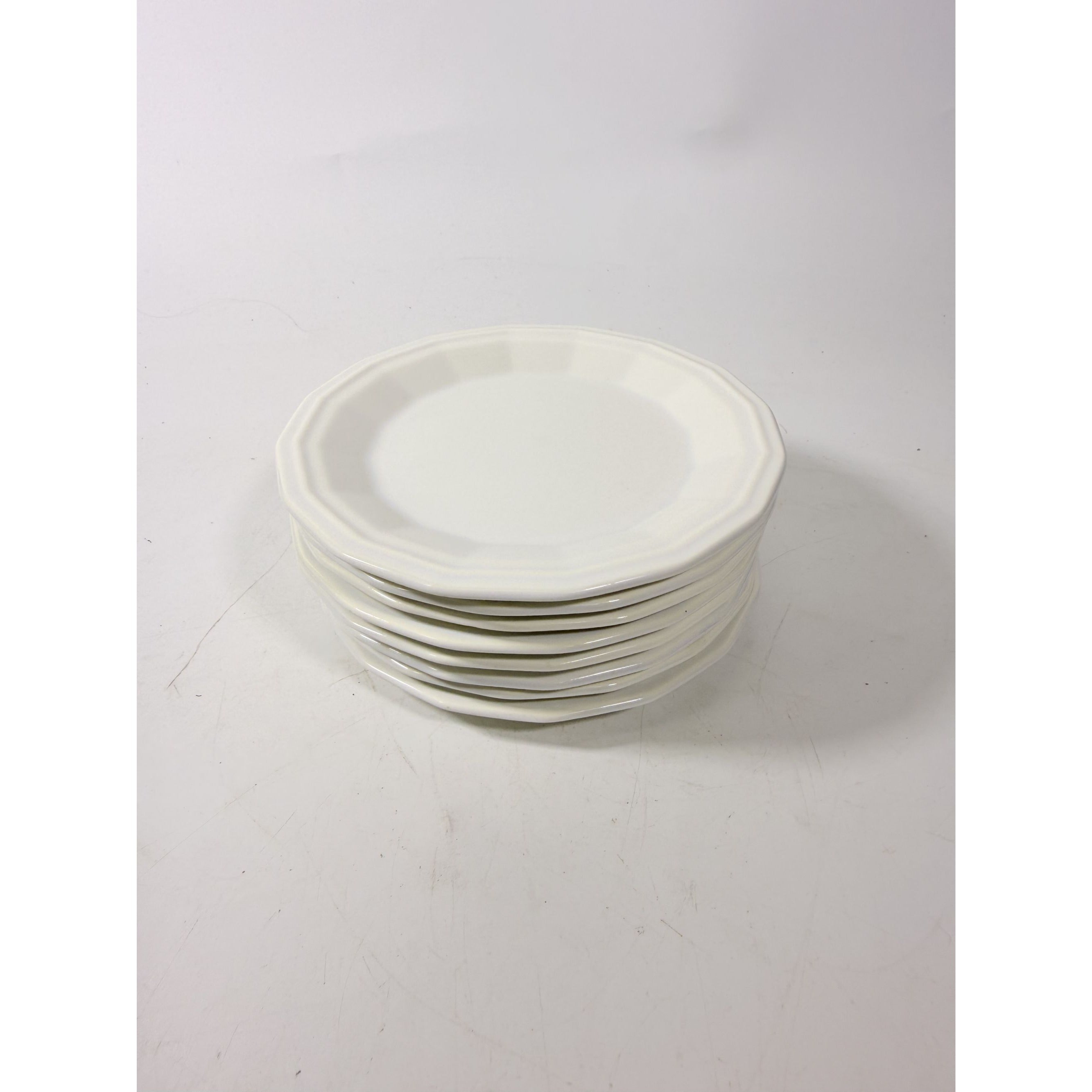 Ironstone Bread and Butter Plates Homer Laughlin White Dover Set 8 Stoneware Traditional Replacement China Vintage Coffee Tea