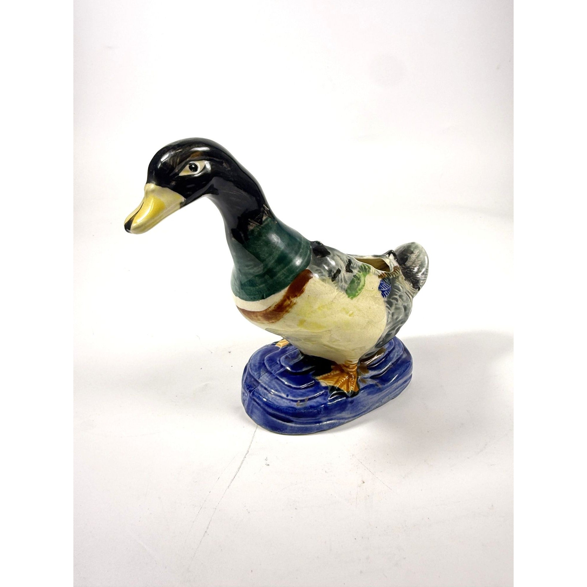Duck Planter Pot Porcelain Ceramic Vintage Retro Mid Century White breast Mallard Occupied Japan Stamped Home Decor Grandpa Cabin Rustic