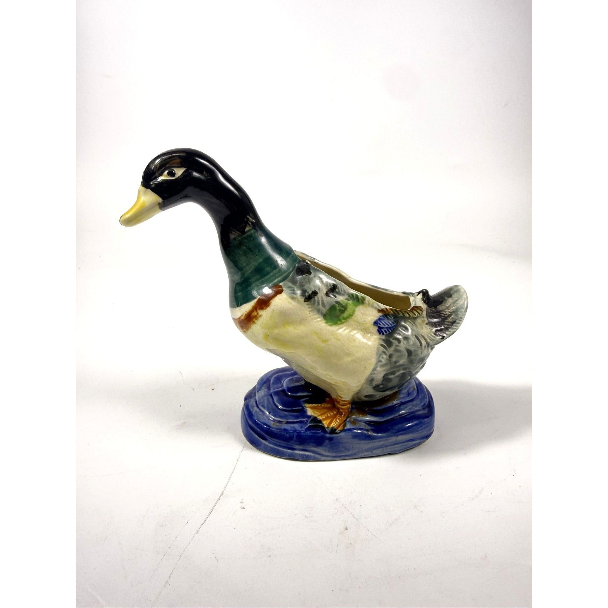 Duck Planter Pot Porcelain Ceramic Vintage Retro Mid Century White breast Mallard Occupied Japan Stamped Home Decor Grandpa Cabin Rustic