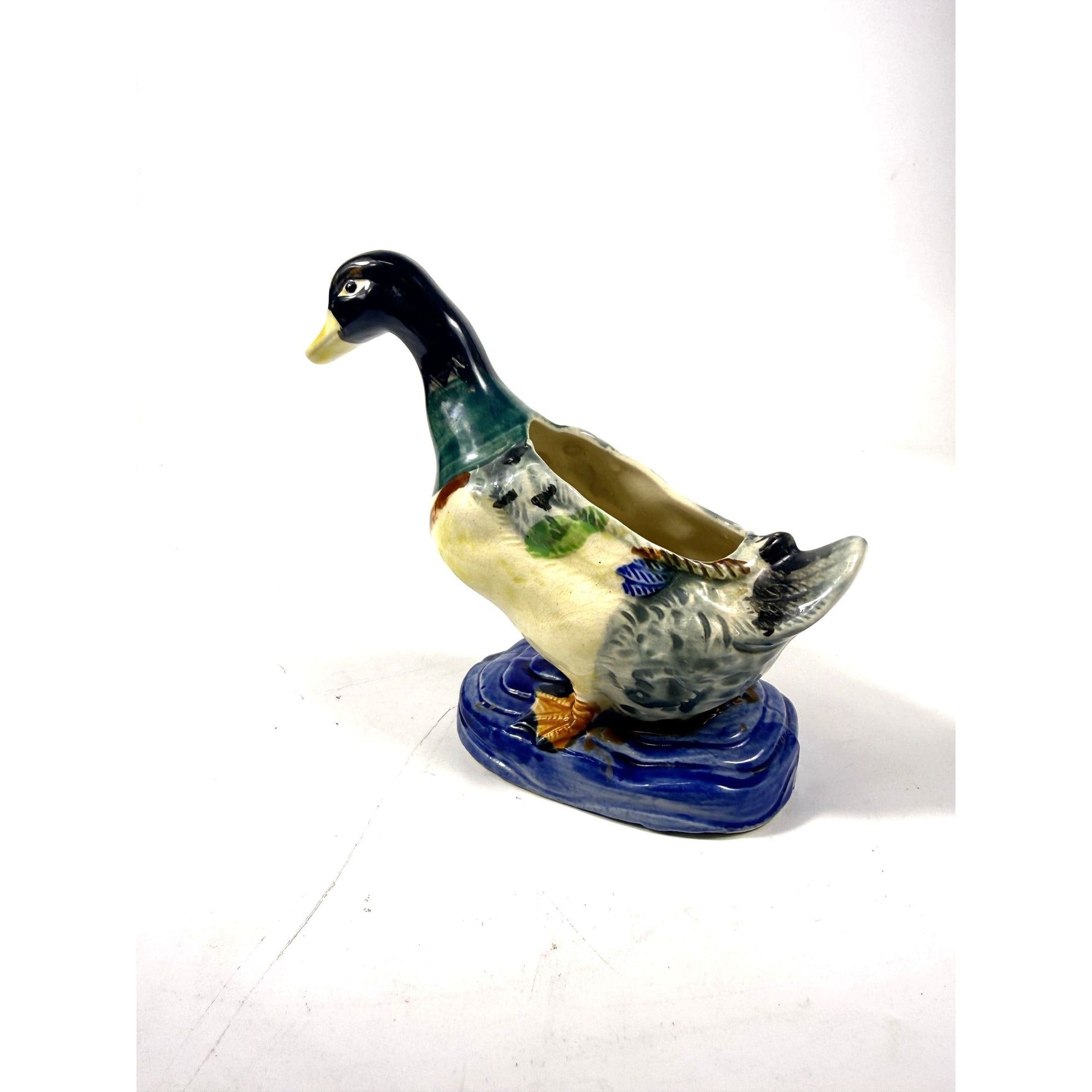 Duck Planter Pot Porcelain Ceramic Vintage Retro Mid Century White breast Mallard Occupied Japan Stamped Home Decor Grandpa Cabin Rustic