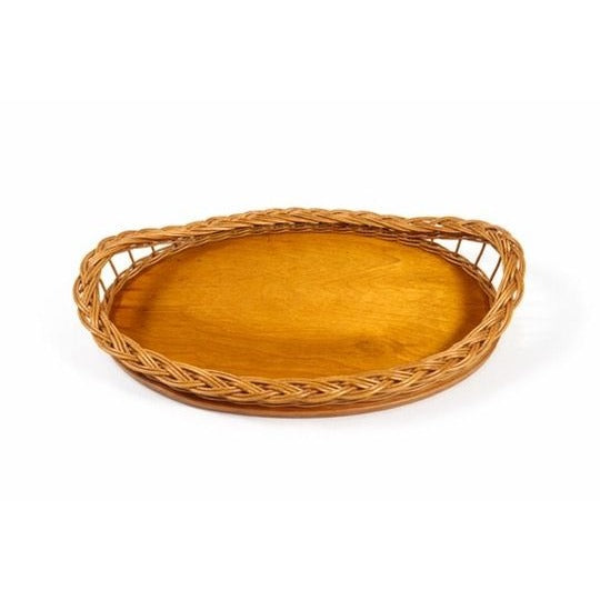 Oval Serving Tray Natural Wicker Rattan Wood Oval Serving Tray Handwoven Handmade Vintage Serving ware Home Decor Decorative Accents