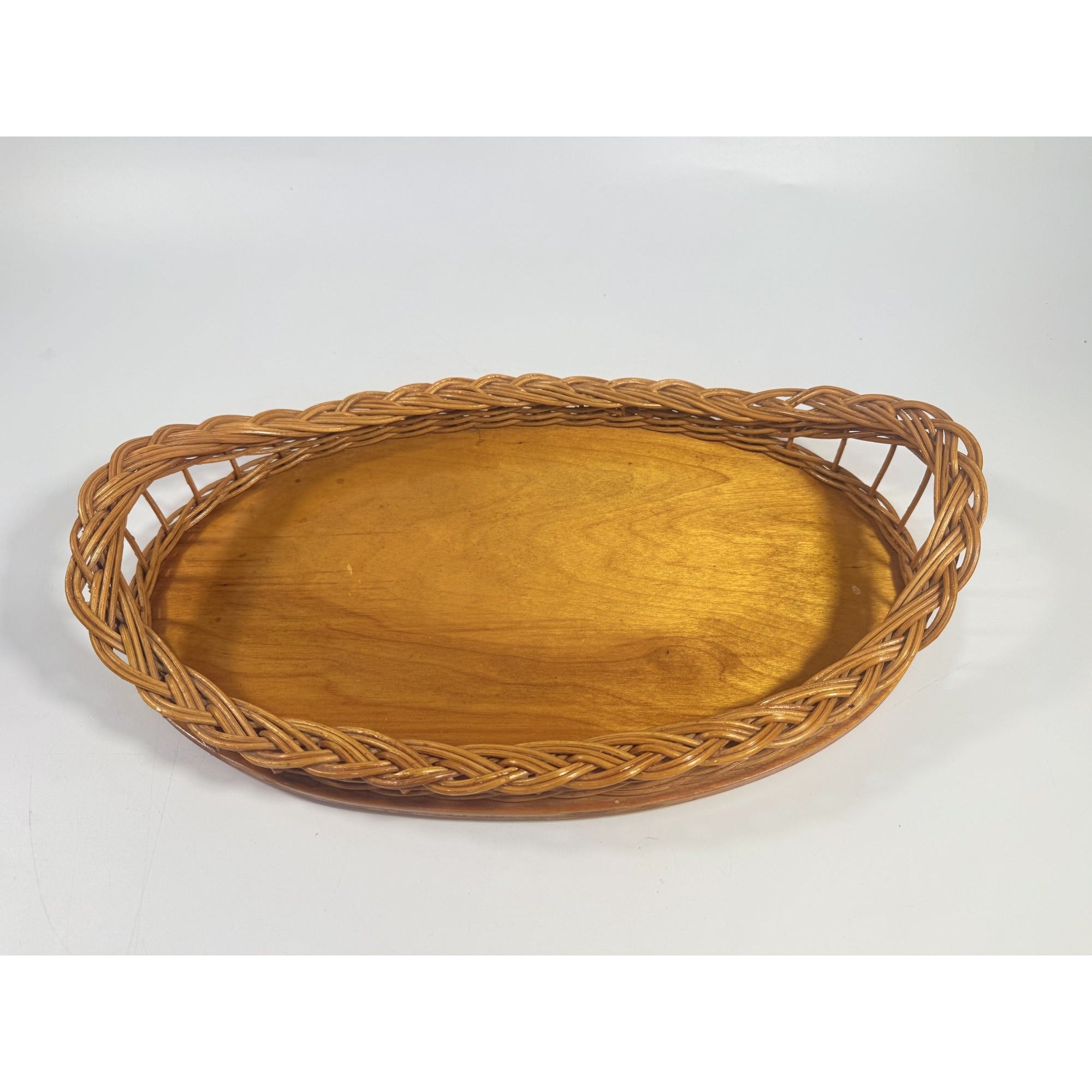 Oval Serving Tray Natural Wicker Rattan Wood Oval Serving Tray Handwoven Handmade Vintage Serving ware Home Decor Decorative Accents