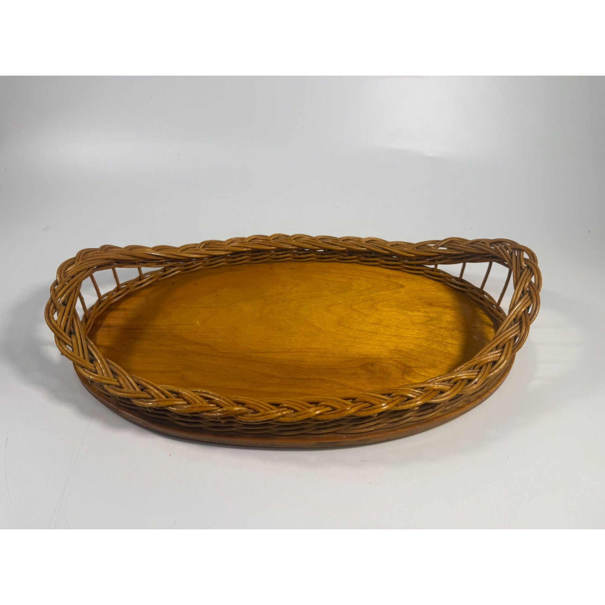 Oval Serving Tray Natural Wicker Rattan Wood Oval Serving Tray Handwoven Handmade Vintage Serving ware Home Decor Decorative Accents