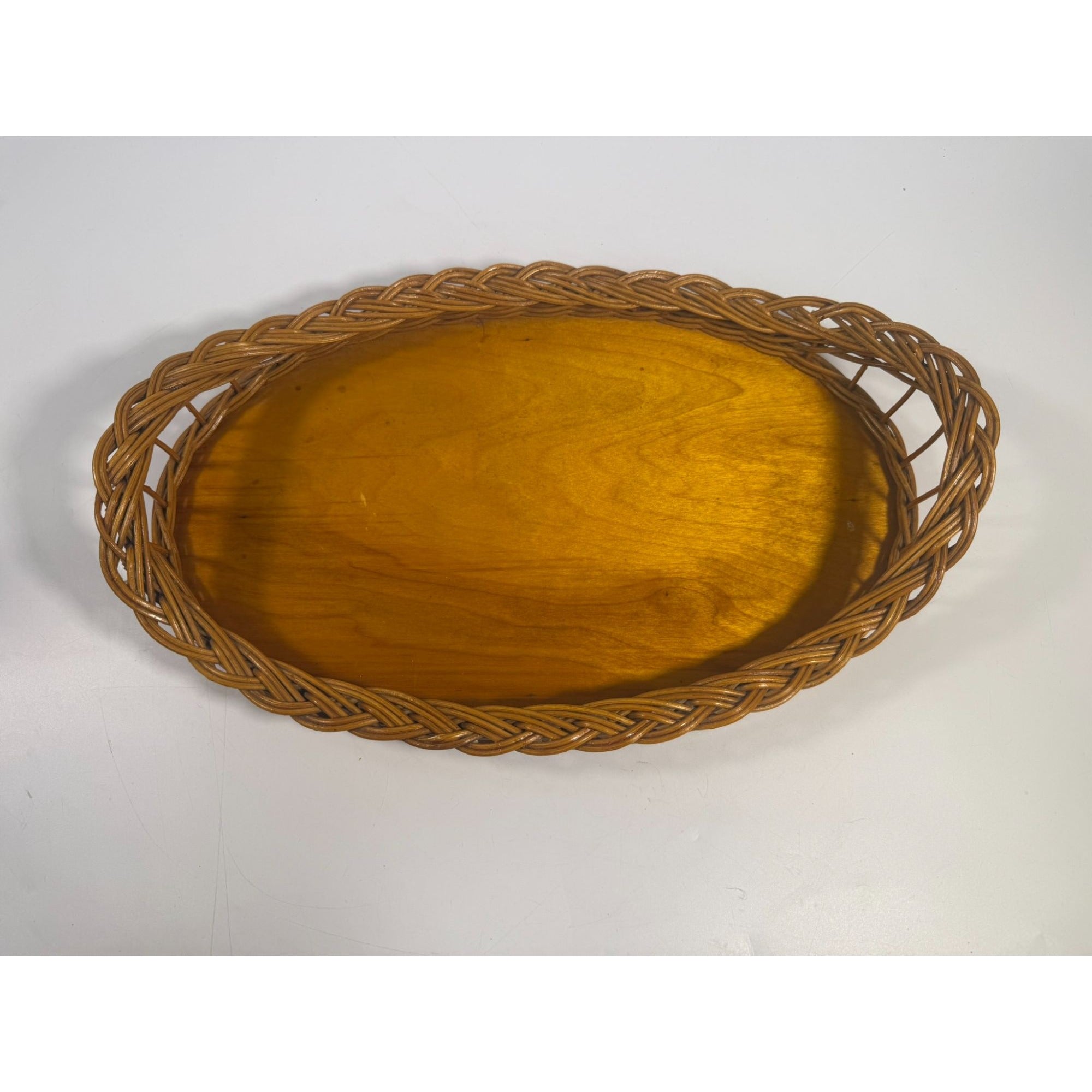 Oval Serving Tray Natural Wicker Rattan Wood Oval Serving Tray Handwoven Handmade Vintage Serving ware Home Decor Decorative Accents