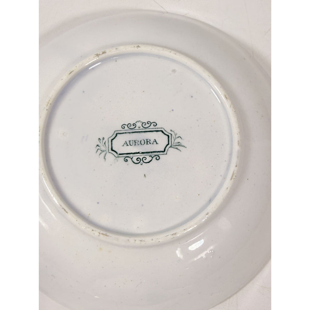 Transferware Tea Bowl and Cup Antique Blue Green Francis Morley Aurora  Staffordshire Handleless Replacement China Ironstone