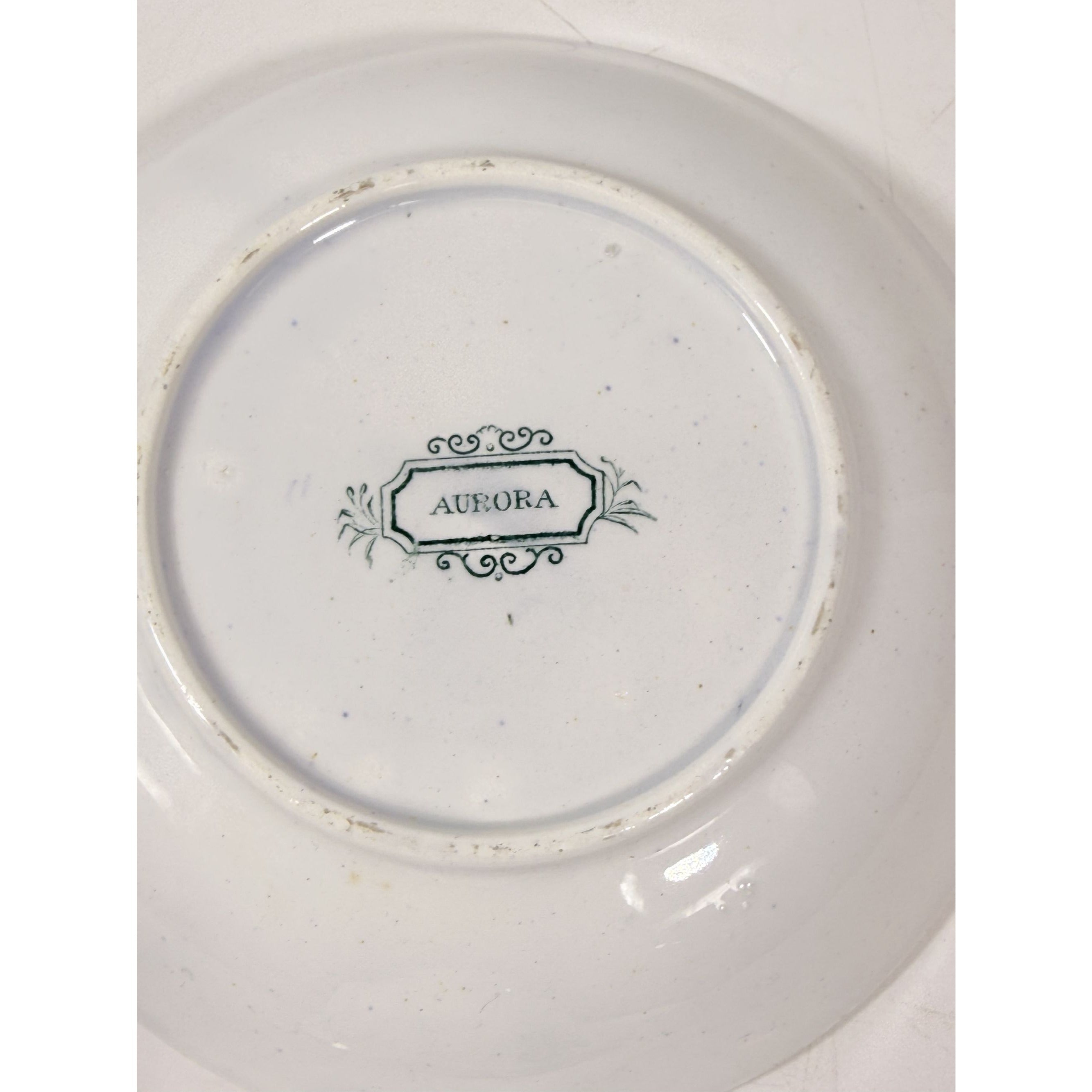 Transferware Tea Bowl and Cup Antique Blue Green Francis Morley Aurora  Staffordshire Handleless Replacement China Ironstone