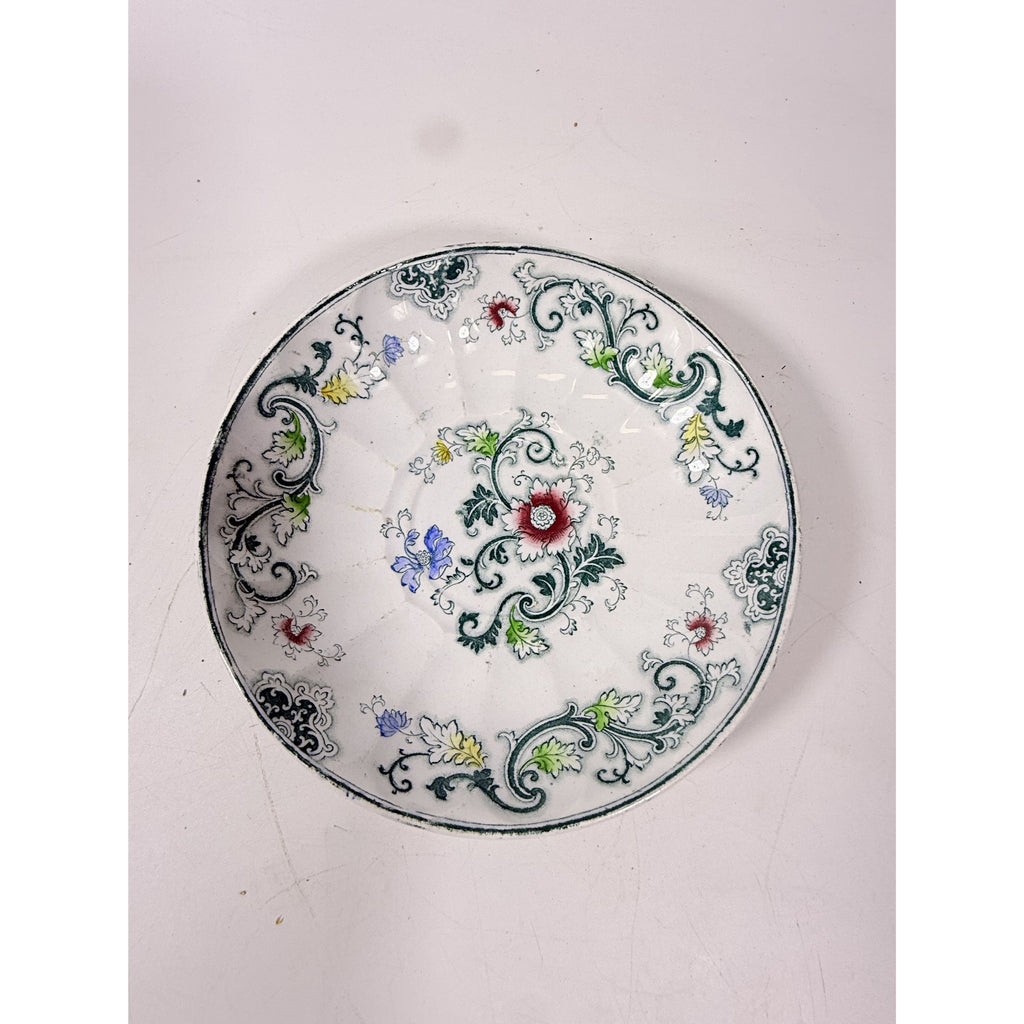Transferware Tea Bowl and Cup Antique Blue Green Francis Morley Aurora  Staffordshire Handleless Replacement China Ironstone