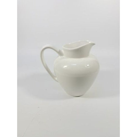 Ironstone Ceramic Pitcher White Ribbed Beehive Fapor Portugal Textured Stoneware Kitchen Dining Servingware Vintage Traditional Vase Accents