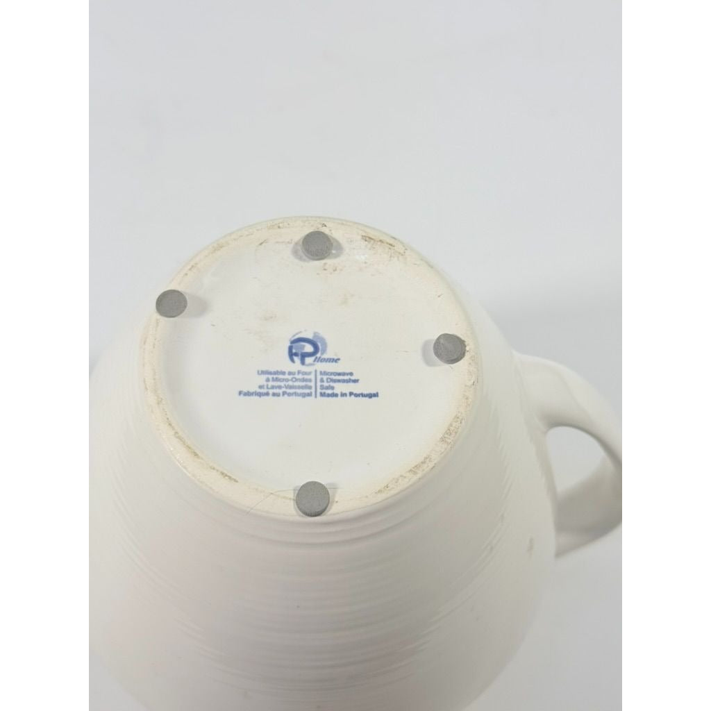 Ironstone Ceramic Pitcher White Ribbed Beehive Fapor Portugal Textured Stoneware Kitchen Dining Servingware Vintage Traditional Vase Accents