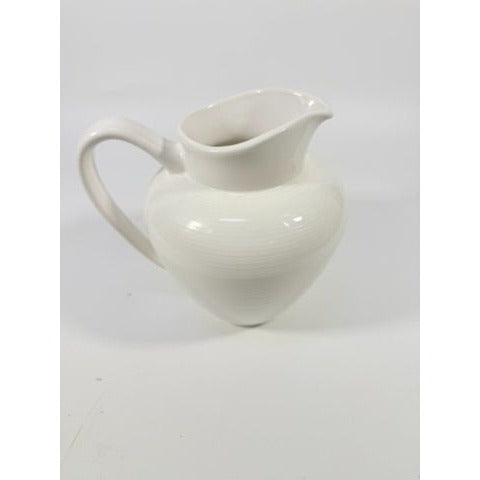 Ironstone Ceramic Pitcher White Ribbed Beehive Fapor Portugal Textured Stoneware Kitchen Dining Servingware Vintage Traditional Vase Accents