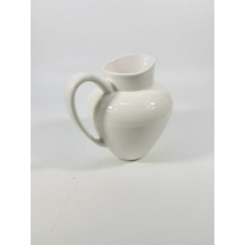 Ironstone Ceramic Pitcher White Ribbed Beehive Fapor Portugal Textured Stoneware Kitchen Dining Servingware Vintage Traditional Vase Accents