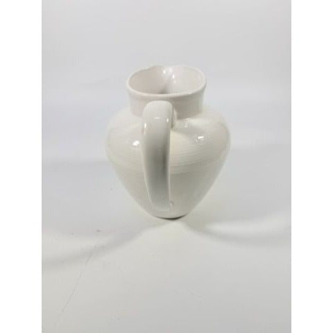 Ironstone Ceramic Pitcher White Ribbed Beehive Fapor Portugal Textured Stoneware Kitchen Dining Servingware Vintage Traditional Vase Accents