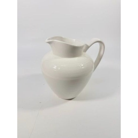 Ironstone Ceramic Pitcher White Ribbed Beehive Fapor Portugal Textured Stoneware Kitchen Dining Servingware Vintage Traditional Vase Accents