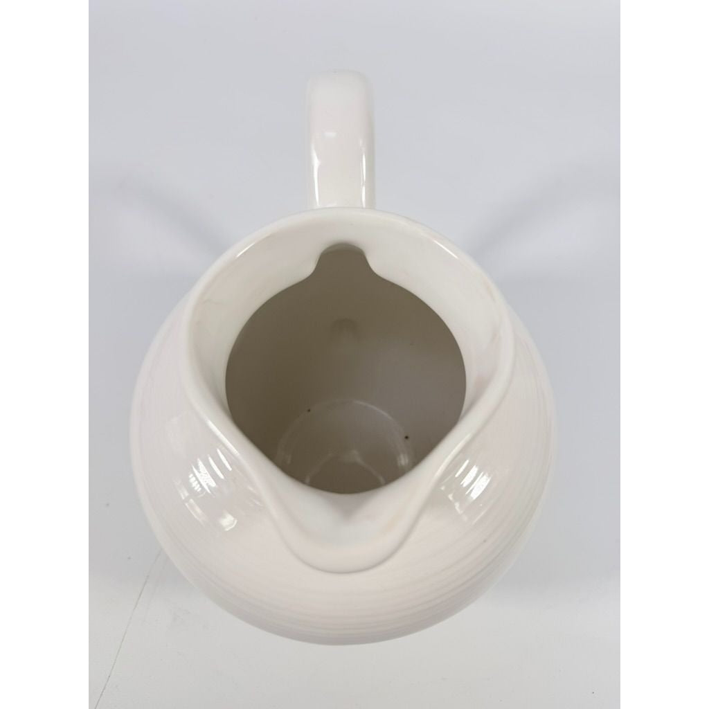 Ironstone Ceramic Pitcher White Ribbed Beehive Fapor Portugal Textured Stoneware Kitchen Dining Servingware Vintage Traditional Vase Accents