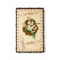 Framed Post Card Happy Birthday Postcard Ephemera Hand soldered Double Sided Frame Violets Flowers Sentimental Printed Germany Antique