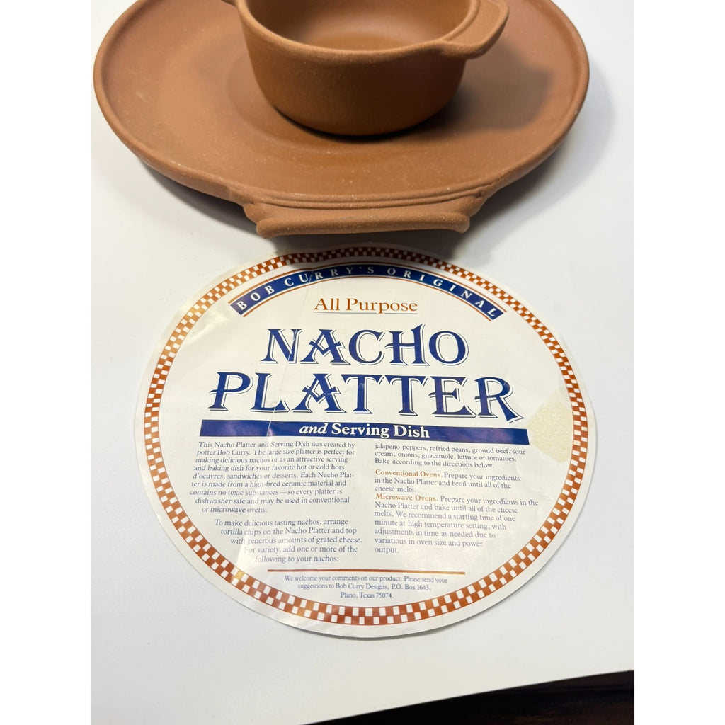 Terra Cotta Nacho Platter Pottery Baker Set Vintage Bob Curry Potter Clay Cooking Kitchenware Baking Dish Salsa Ovenware Serving Dish