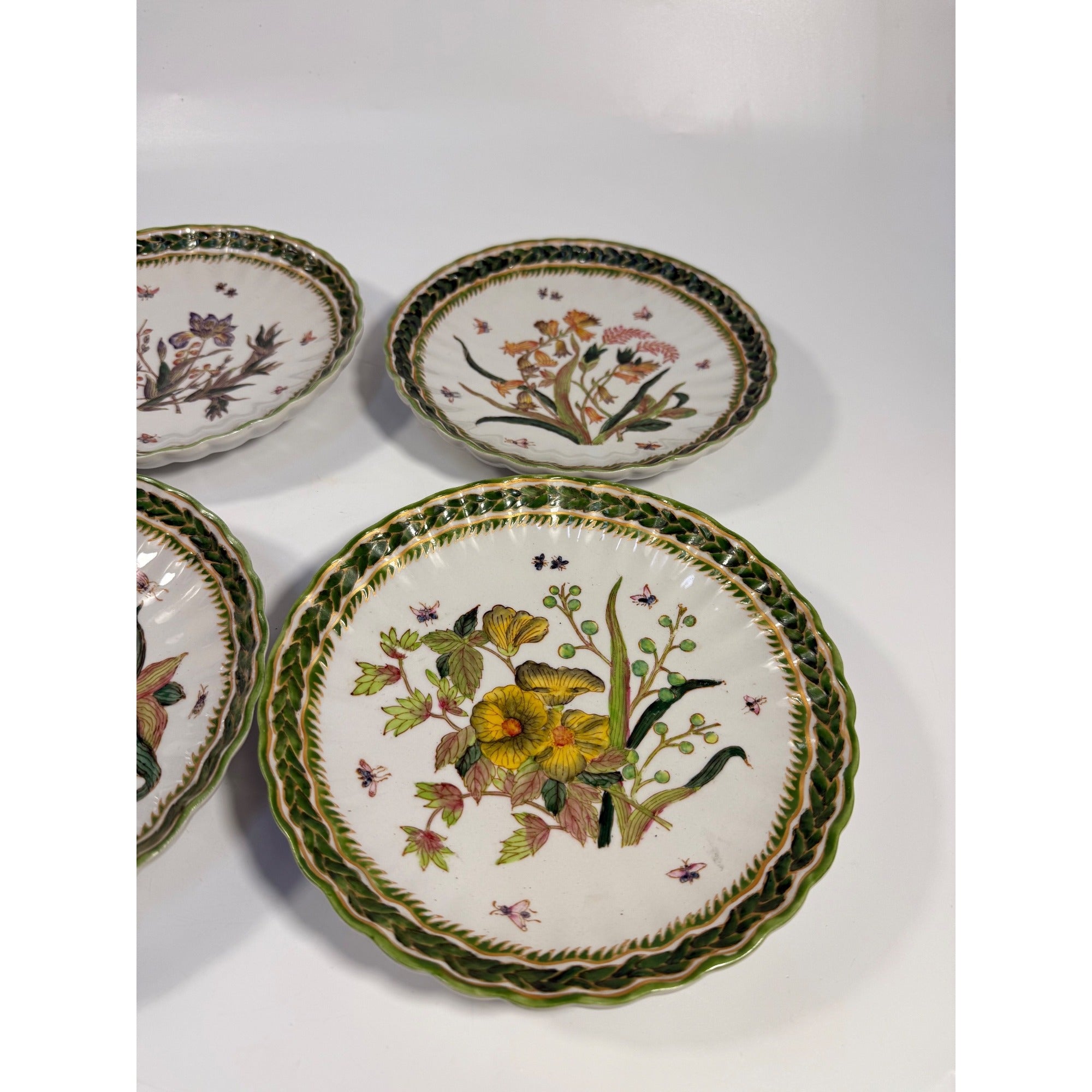 Gallery Wall Plates Set 4 Vintage Botanical Flowers Butterflies Two's Company Natura Hand Painted Decorative Accents Home Decor Traditional